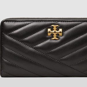 Tory Burch Kira Chevron-Quilt Zip Continental Wallet in Black (NWT)